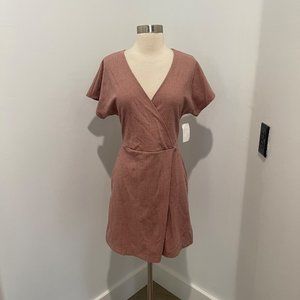 Madewell Crossover Flutter Sleeve Dress Mauve Women's S NWOT